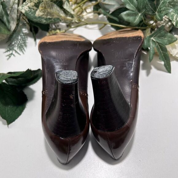 Vintage Bruno Magli Leather Pumps Women's Size 38 Brown Square Toe Slip-on - Picture 12 of 15